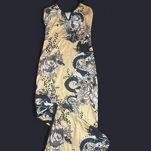 Floral Dragon Print Halter Dress